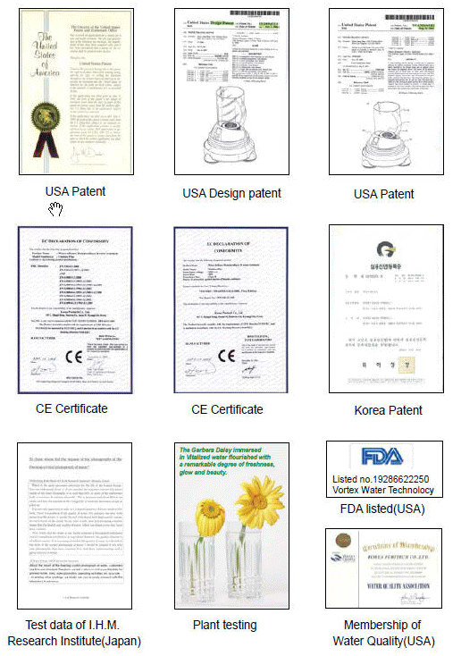 ClearLifeNet Vitalizer Plus Certificates